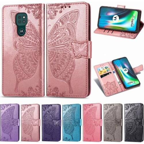 For Motorola Moto G9 Play G9 Plus Butterfly Embossed Flip Wallet Cover for Moto G8 Power Lite g9Plus Play Magnetic Leather cover