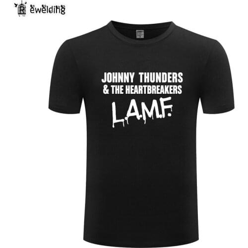 JOHNNY THUNDERS LAMF Letter Mens T Shirt Hip Hop T Shirts Men Cotton Short Sleeve Punk Music Rock Tops Tees Camiseta Hombre New
