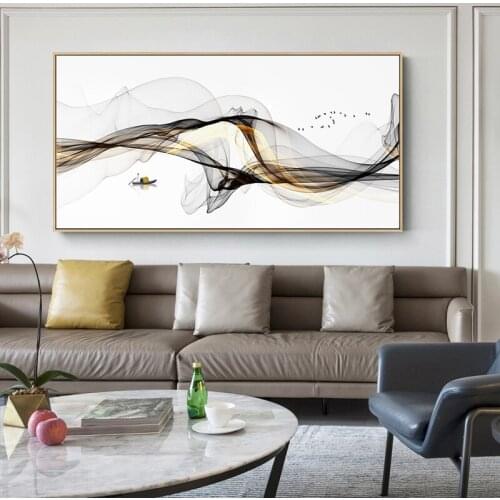 EECAMAIL Modern Chinese-style Living Room Diamond Painting Full Diamonds New 5D Simple Modern Abstract Mountain Home Decora