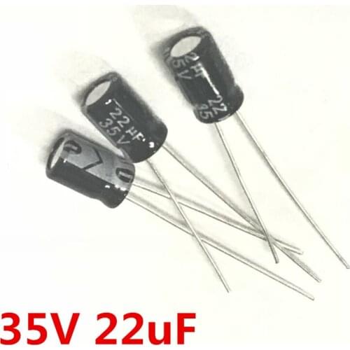 50PCS Higt quality 35V22UF 5X7mm 22UF 35V Electrolytic capacitor