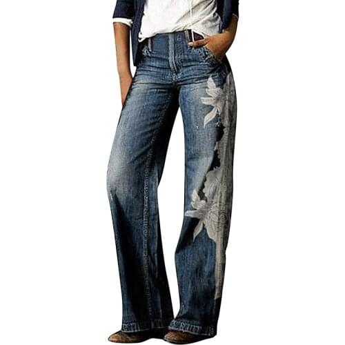 European and American large-size womens casual pants thin jeans, wide leg pants pants