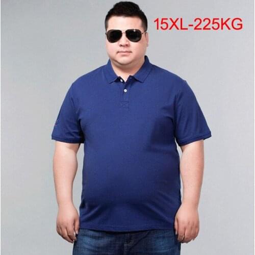 Mens t-shirt large size 9XL 12xl 11xl 10XL 14XL 15XL Cotton short-sleeved summer T-shirt blue lapel