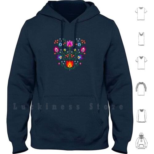 Folk Pattern Hoodies Long Sleeve Slavic Folk Decorative Vintage Pattern Ornament Flower Floral