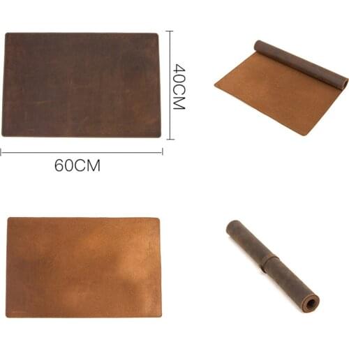 Crazy Horse Cowhide Leather Retro Genuine Leather Desk Mat PC & Laptop Table Desk Mat