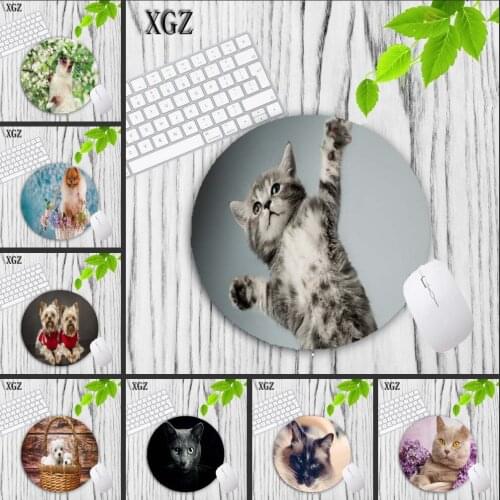 XGZ Cartoon Cute Cat Pattern Round Gaming Keyboard Mousepad 200x200MM 8Style Animal Mouse Pad Choose for Game/office Tablet Mats