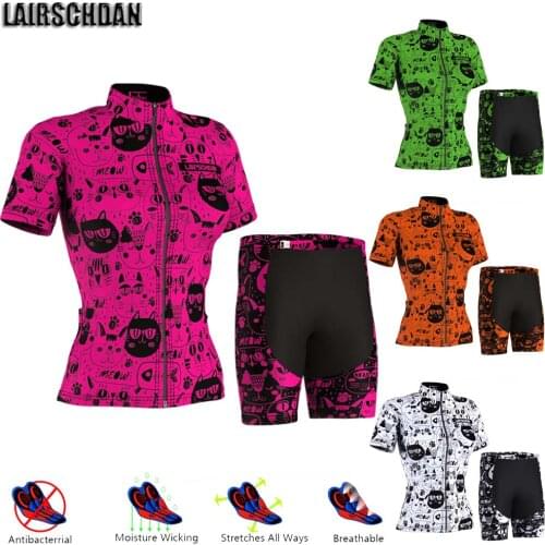 LairschDan Tricota Ciclismo Mujer Women Cycling Wear Funny Road Bike Jersey Set Outdoor Sports Bicycle Uniforme MTB Clothing Cat