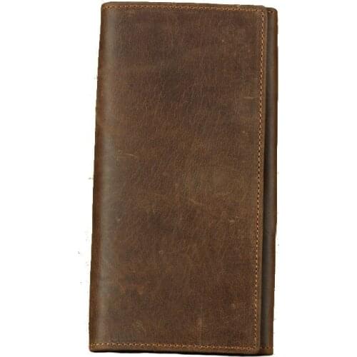 Retro Mens Leather Wallet Real Cowhide Vintage Mobile Phone Bag Apple Wallet For Men Crazy Horse Money Purse For Travel Gift