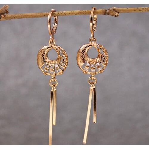 New Luxury Drop dangle round Earring Women 's earrings Trendy Fashion Gold Earrings for womens white Zircon Jewerly accessories