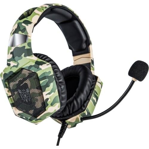 ONIKUMA Grass Camouflage K8 PS4 Gaming Headphones Wired PC Gamer Headset with Mic LED Lights For XBox One/Laptop