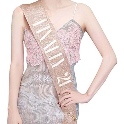 21st Birthday Baby Sash 21 Year Old Birthday Finally 21 Ribbon Sash for Women Girls 21st Birthday Party Decorations NW06