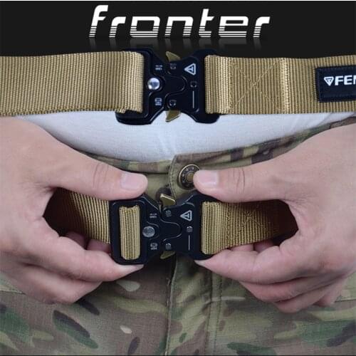 Fronter Military Combat Belt Tactical Designer Men Belts Metal Buckle Long Nylon Multi-Function Quick-Drying Sports Accessories