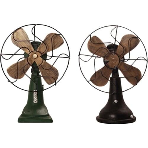 Retro Nostalgic Fan Home Vintage Fan Miniature Europe Style Figurines Home Decor