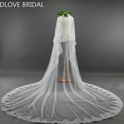 Luxury Long Bridal Wedding Veil Two Layer Cathedral Veils with Comb Wedding Party Hair Accessory