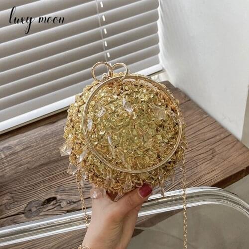 Round Ball Luxury Bag Woman Small Handbag Sequin Evening Bags Portable Chains Shoulder Bag Womens Evening Clutch Purse Z226