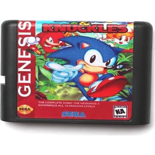 Sega MD game card - Sonic And Knuckles for 16 bit Sega MD game Cartridge Megadrive Genesis system