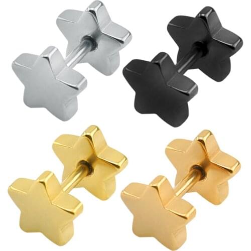 Casual Style Star Star Earring Studs Double Star Ear Stud Piercing Push-Back Earring Fashion Jewelry Cartilage Piercing Jewelry