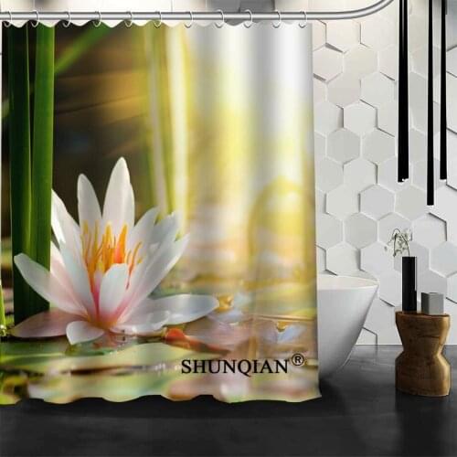 ShunQian Water Lily Shower Curtain Funny Curtain For Bathroom Waterproof Polyester Fabric Eco-Friendly 2020 Bath Curtain Gift