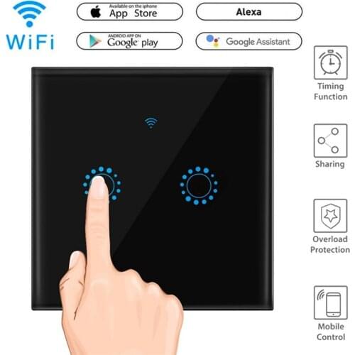 Glass Touch Light Switch Touchscreen Switch WiFi APP Alexa echo Google Wlan DHL APP Remote & Voice Control Wireless Smart Switch