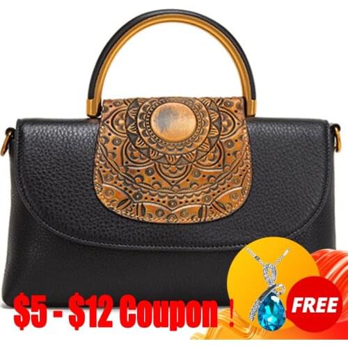 CGA Genuine Embossed Leather Handbags Bags For Women Messenger Shoulder Cross Body Female Designer Luxury Vintage Tote Bag Sac