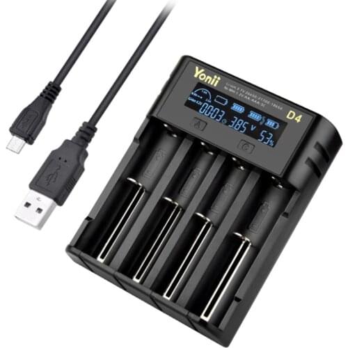 LCD 4 Slot Smart Fast 18650 21700 26650 18500 18350 AA AAA Battery Charger