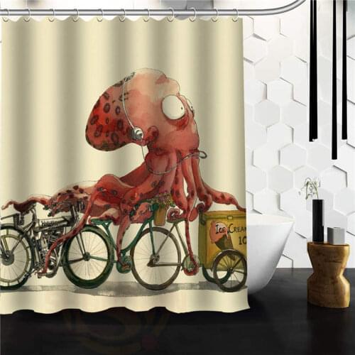 New Classical Design Bathroom Waterproof Modern Shower Curtain Print Art Vintage Octopus Bath Curtains 48x72 60x72 66x72