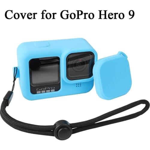 Protective Cases for GoPro Hero 9 Black,Silicone Rubber Case Protector Cover + Lanyard + Lens Cap for Go Pro 9 Camra Accessories