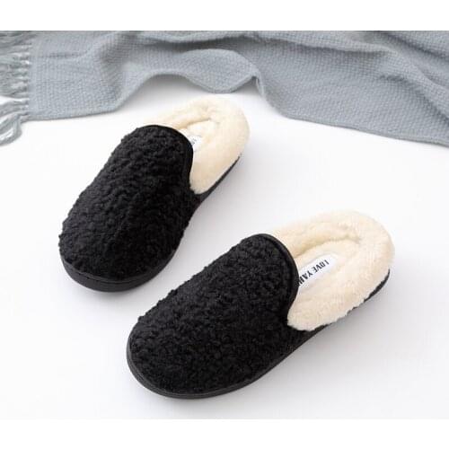 2019 Women Slippers Black plushThick crust waterproof shoes Slipper Indoor Home Shoes Plus Size Ladies Soft Comfort Footwear