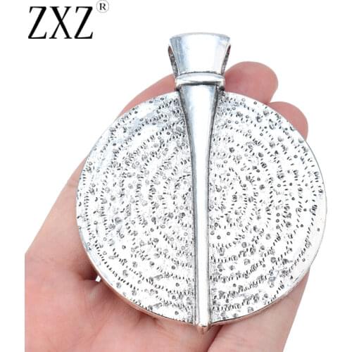 ZXZ 2pcs Tibetan Silver Large Round Medallion Boho Charms Pendants for Necklace Jewelry Making Findings 84x67mm