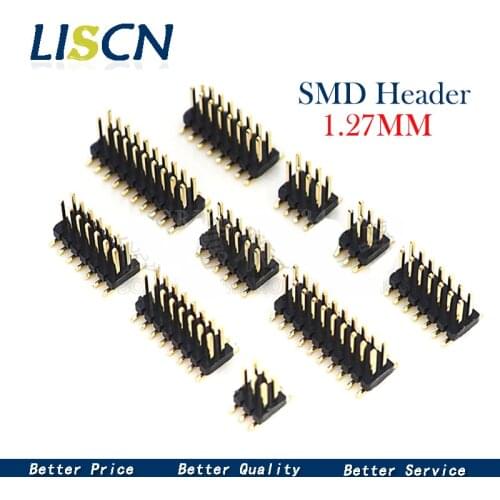 10PCS SMD SMT 2*2/3/4/5/6/7/8/9/10/12/16/20/40/ 50PIN double row male PIN HEADER 1.27MM PITCH Strip Connector 2x/6/8/10/20