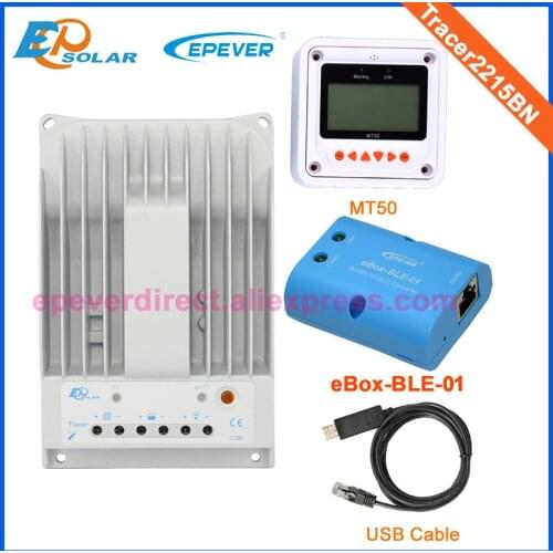 12V 24V Solar Panles Controller Charger Battery EPEVER Free Shipping Tracer2215BN bluetooth wireless aspter MT50 Meter 20A