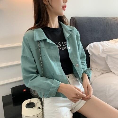 2021 girls' fashion versatile denim jacket short loose casual Korean jacket