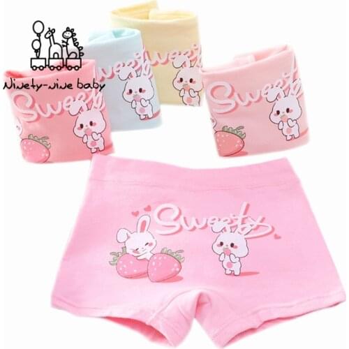 4pcs/set Cotton Boxer Briefs Girls Panties Lovely Strawberry Print Children Underwear for Girls Kid Clothes Baby Panties