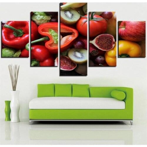 5 piezas de lienzo de alimentos y frutos secos, pintura artística, carteles de vitaminas, imágenes para el hogar, la habitación