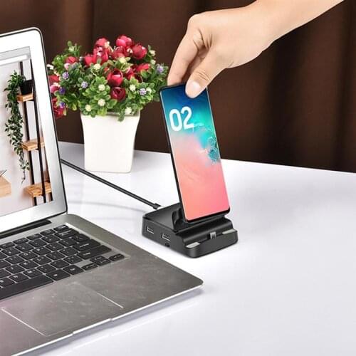8 In 1 Type-C Hub Splitter Multi Port Adapter Phone Holder USB Docking Station