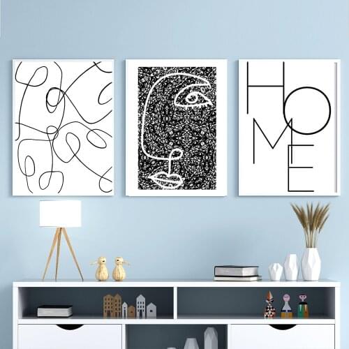 Modem Abstract Drawing Black and White Wall Art Canvas Painting Nordic Posters and Prints Wall Pictures for Living Home Decor