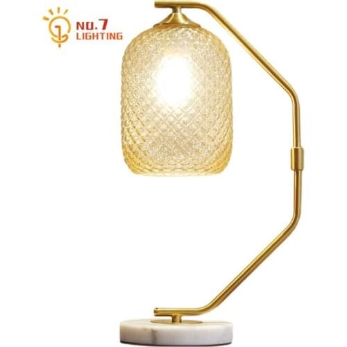 American Luxury Simple Decorative Table Lamp Designer Fashion Glass Marble Desk Lights Home Decor Bedside Bedroom Lamp Study Bar