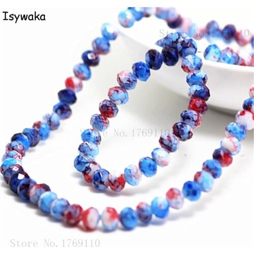 Isywaka Fashion 4x6mm 50pcs Rondelle Austria faceted Crystal Glass Beads Loose Spacer Round Beads for Jewelry Making No.72R6