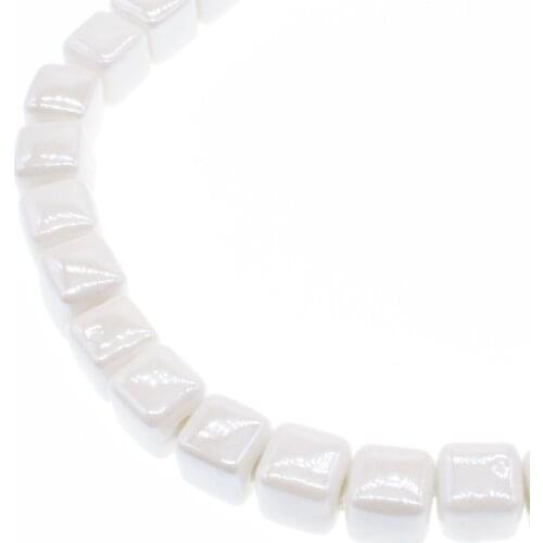 CHONGAI White Ceramic Square Beads For DIY Bracelet Necklace Accessories 8mm