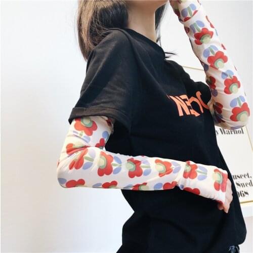 1PC Women Colorful Arm Sleeves Net Sleeve Sunscreen Thin Outdoor Arm Cover Elastic Oversleeve Driving Arm Sleeves Sun Sports Arm