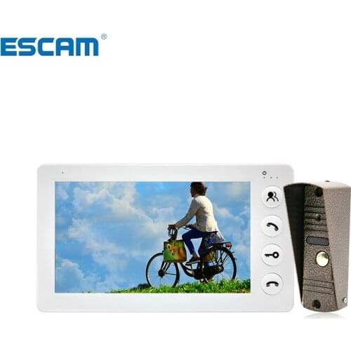 ESCAM 7 Inch Video Door Phone Intercom System White/Black Video Door Entry Panel Intercoms for Private Home Call Panel
