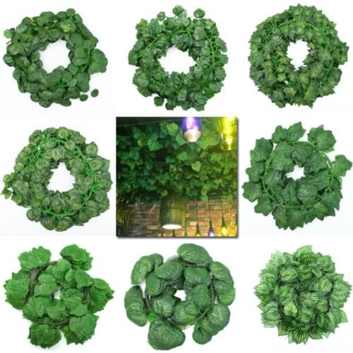 Artificial Fake Ivy Leaf Grape Leaves Simulation Flower Rattan Diy Garland Ceiling Decor Wedding Leaves String Garden Decor