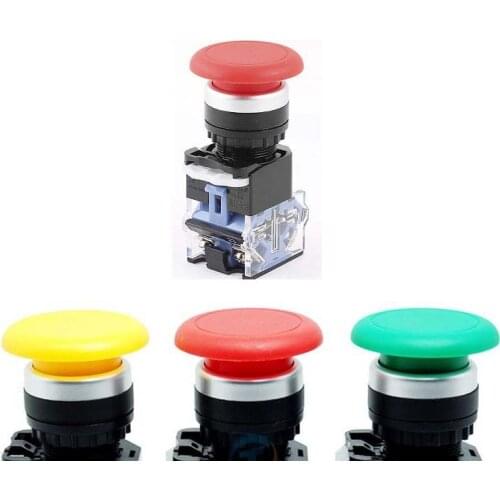 1pc LA38-11M 22mm 660V 10A 1NO 1NC DPST Contact Red Green Cap Head Momentary Push Button Switch