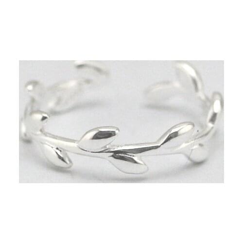 925 Sterling Silver Rings For Women Simple Leaves Open Ring Hypoallergenic Sterling Silver Jewelry Gifts For Girls