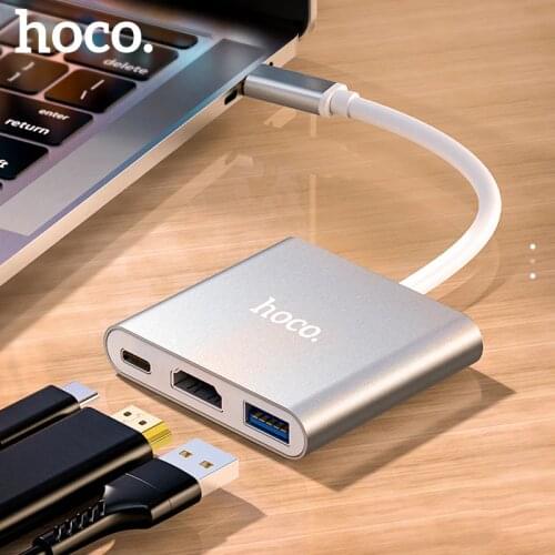 HOCO USB C HUB 3-in-1 Type C HUB USB 3.0 HUB HDMI-compatible Adapter USB Splitter for MacBook/Pro/Air and Type C Windows Laptops