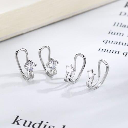 Korean Earrings Star Ear Clip Fake Piercing Clip on Earrings Jewelry for Women Aretes De Mujer Modernos 2021 Mayoreo