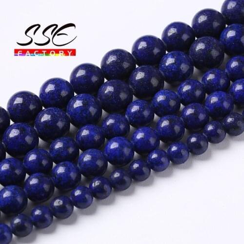 Round Lapis Lazuli Stone Beads For Jewelry Making Natural Loose Spacer Beads DIY Bracelets Necklace Wholesale 4 6 8 10 12mm 15"
