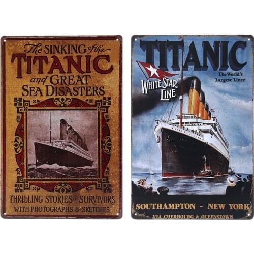 The Worlds Largest White Star Liner Titanic Metal Poster Retro Signs Vintage Home Decor For Cafe Beach Bar Wall Plaques YN112