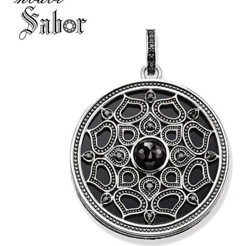 Pendant Black Royal Lotos Amulet Crystal & silver color For Women Classic Gift High Quality Jewelry thomas