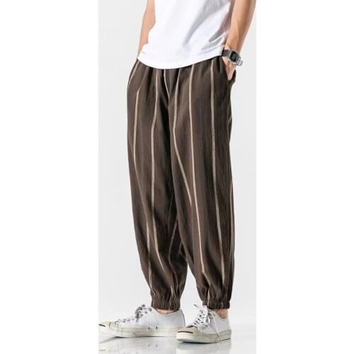 2020 Men Cotton Linen Harem Pants Joggers Harajuku Style Mens Casual Pants Big Size Man Sweatpants Streetwear New Trousers 5XL
