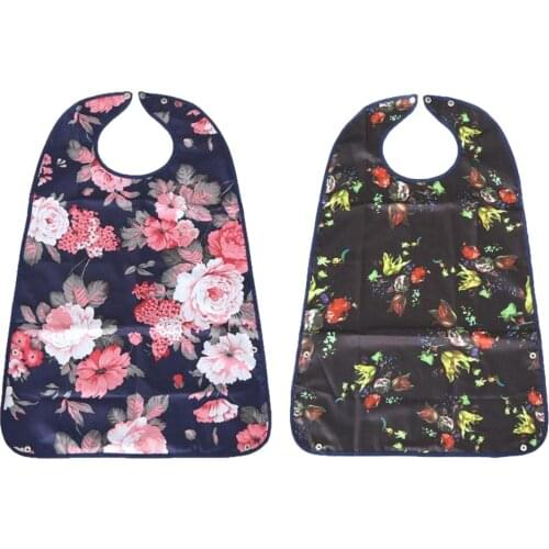 Pack of 2 Reusable Adult Eating Bibs Terry Cloth Dining Clothing Protectors Crumb Catcher Mealtime Disability Aid Aprons